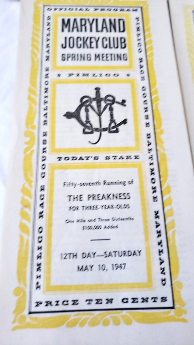 1947 Maryland Horse Show Catalogue & 2 Maryland Jockey Club Pimlico Preakness Programs - 3