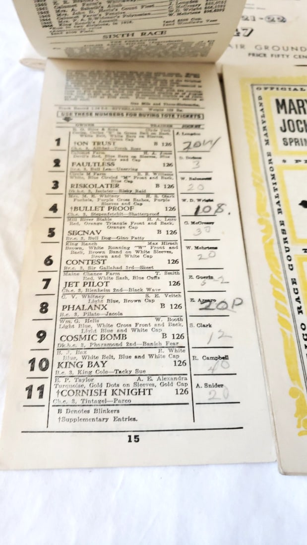 1947 Maryland Horse Show Catalogue & 2 Maryland Jockey Club Pimlico Preakness Programs - 4