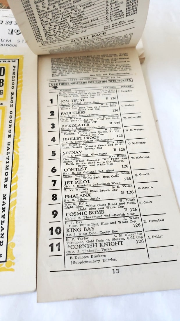 1947 Maryland Horse Show Catalogue & 2 Maryland Jockey Club Pimlico Preakness Programs - 5