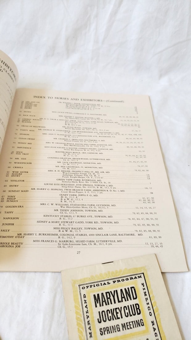 1947 Maryland Horse Show Catalogue & 2 Maryland Jockey Club Pimlico Preakness Programs - 6