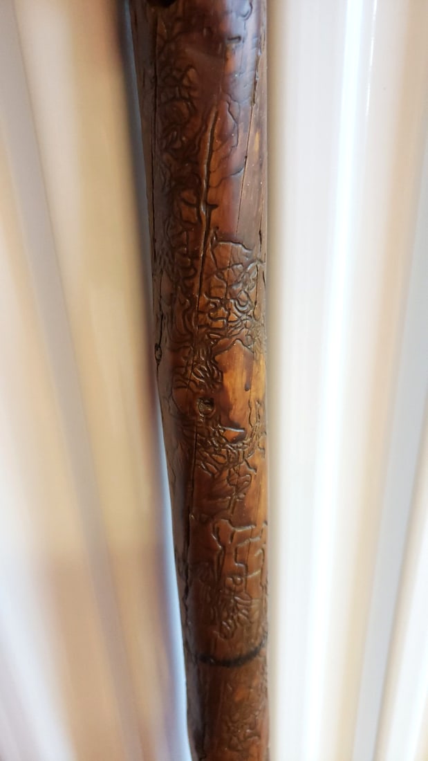 60 in Carved Wooden Walking Stick Staff with Cord Lanyard - 2