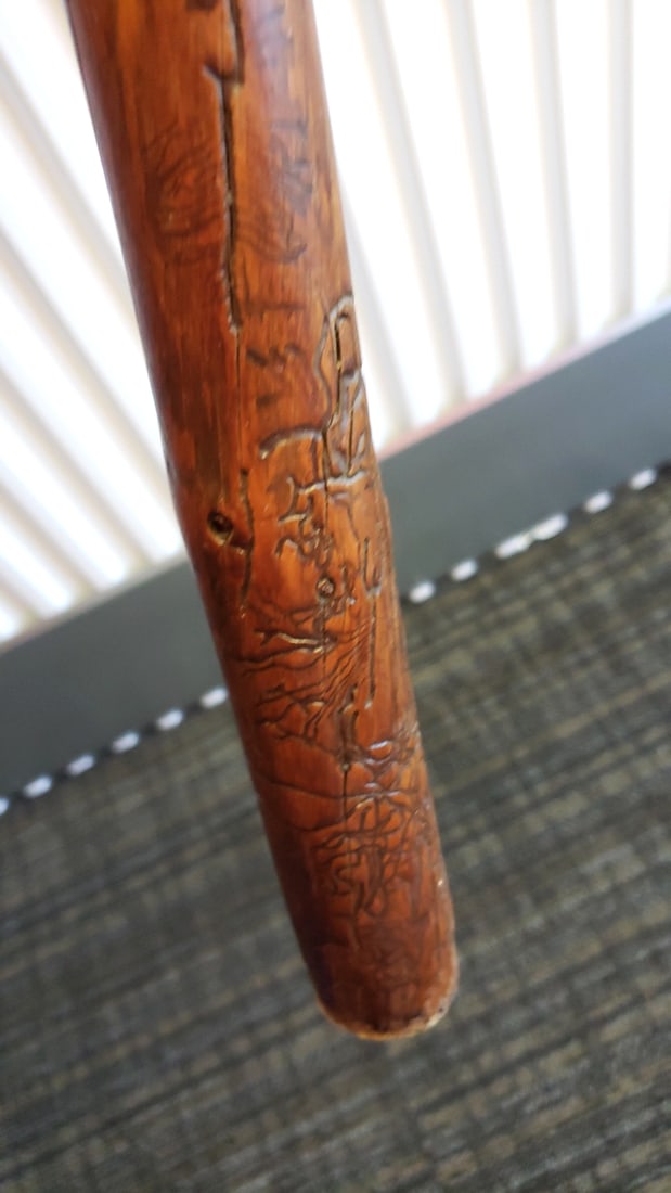 60 in Carved Wooden Walking Stick Staff with Cord Lanyard - 6