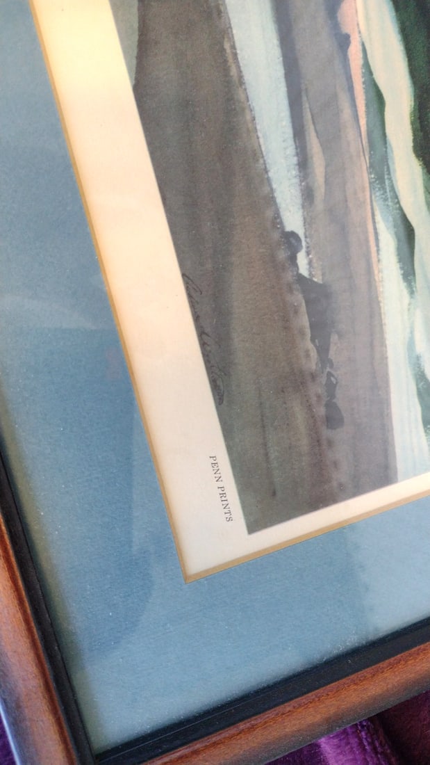 Penn Prints Marshall Point Light Maine Framed Lighthouse Print Blue Mat Wood Frame - 2