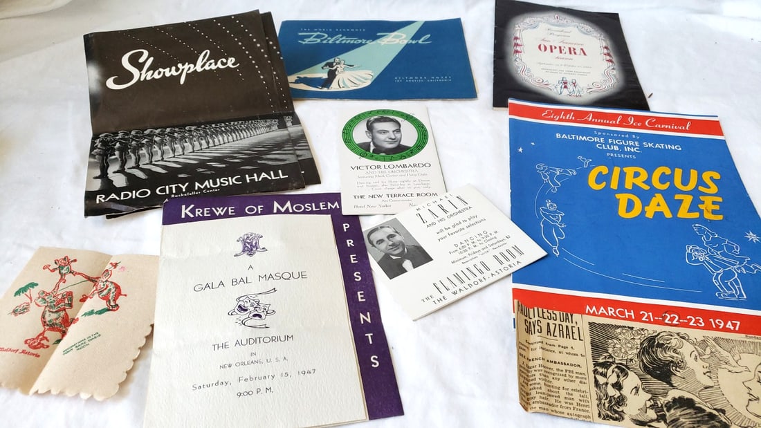 Vintage 1940s Programs Lot Radio City Music Hall Biltmore Bowl SF Opera Circus Daze 1947: 12 x 9 x 0.75 0.8 lb Low Estimate: 10.00 High Estimate: 45.00