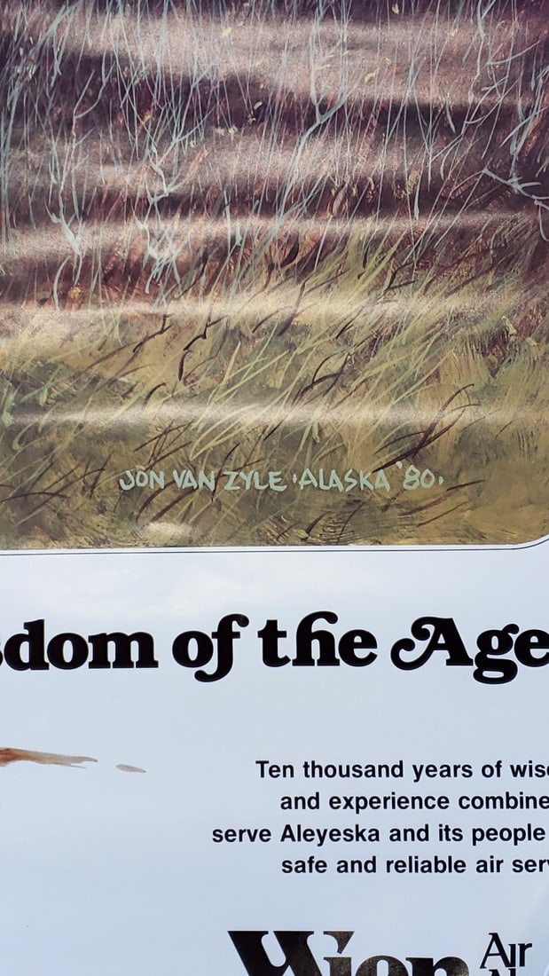 Wien Air Alaska "Wisdom of the Ages" Jon Van Zyle 1980 Airline Poster - 3
