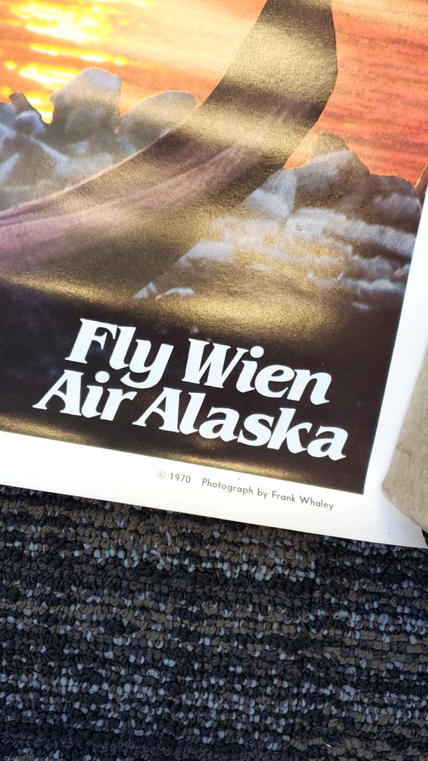 1970 Wien Air Alaska "Join the Midnight Sun Set" Alaska Travel Poster Frank Whaley - 2