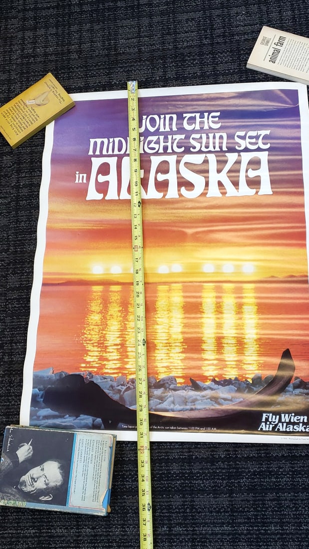 1970 Wien Air Alaska "Join the Midnight Sun Set" Alaska Travel Poster Frank Whaley - 5