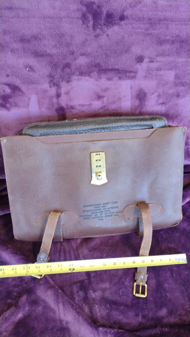 Meni Leather Strap Co. Type MB-1 Navigational Brief Case & W.A.H. Zip Portfolio - 5