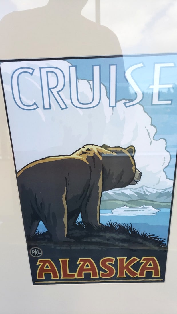 PAL Cruise Alaska Framed Travel Poster Print Bear Glacier Cruise Ship - 2