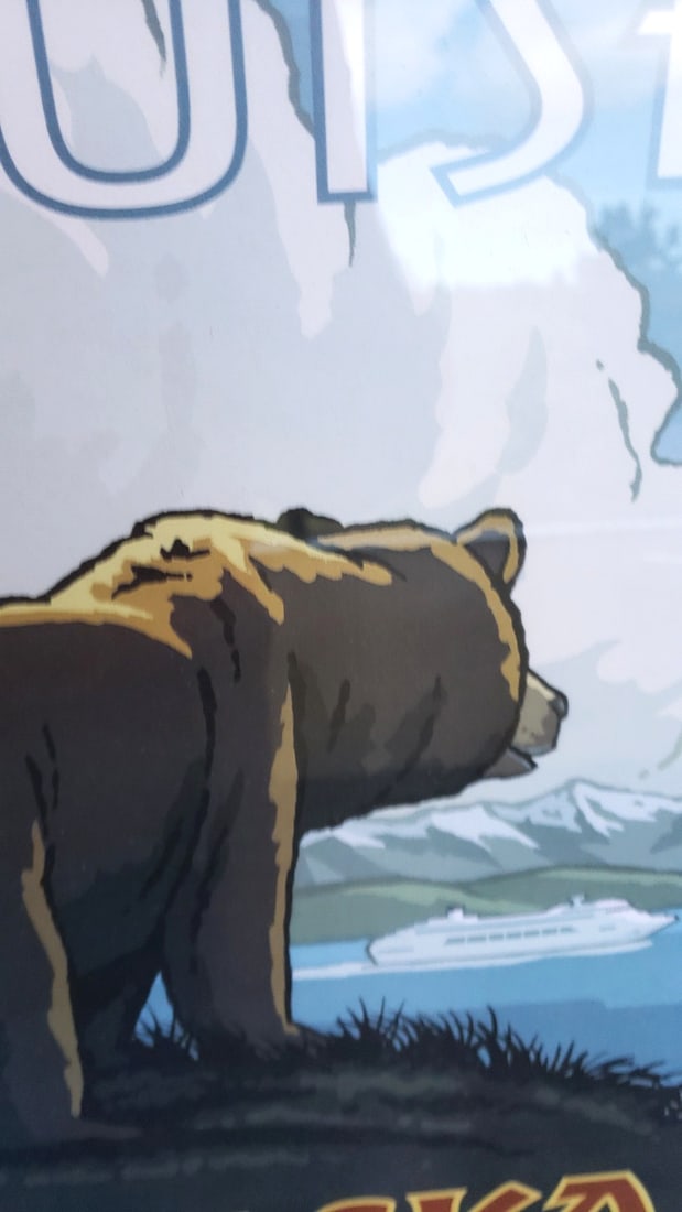 PAL Cruise Alaska Framed Travel Poster Print Bear Glacier Cruise Ship - 4