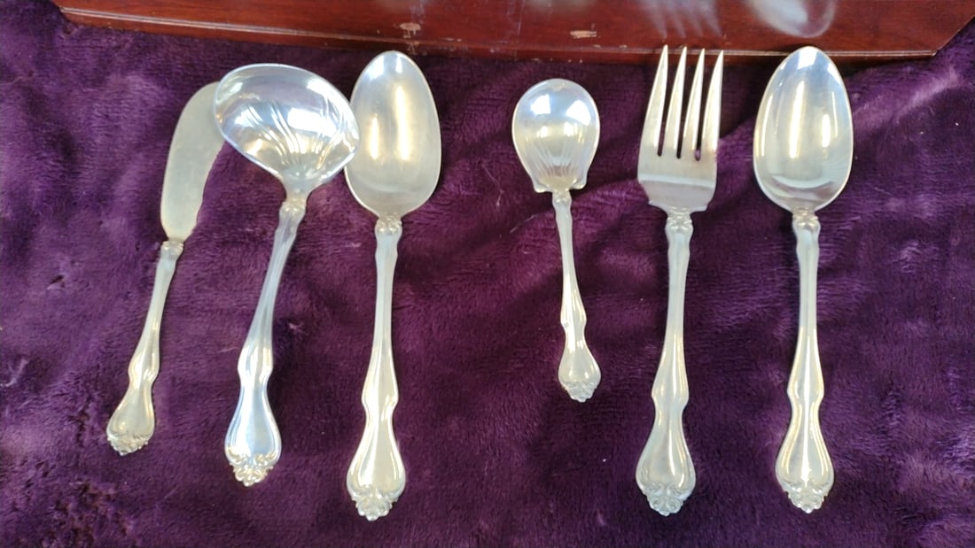 Westmorland Sterling George Martha Flatware Set Service For 12 1945 3318g - 5