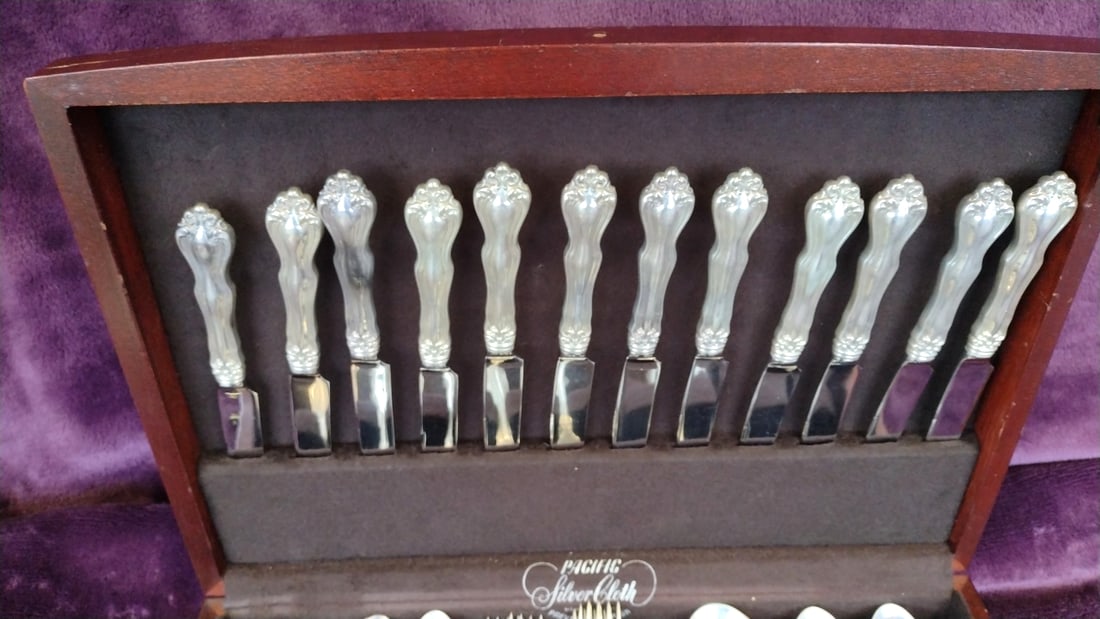 Westmorland Sterling George Martha Flatware Set Service For 12 1945 3318g - 6