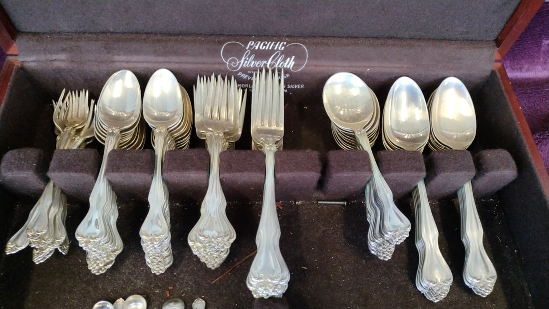Westmorland Sterling George Martha Flatware Set Service For 12 1945 3318g - 7