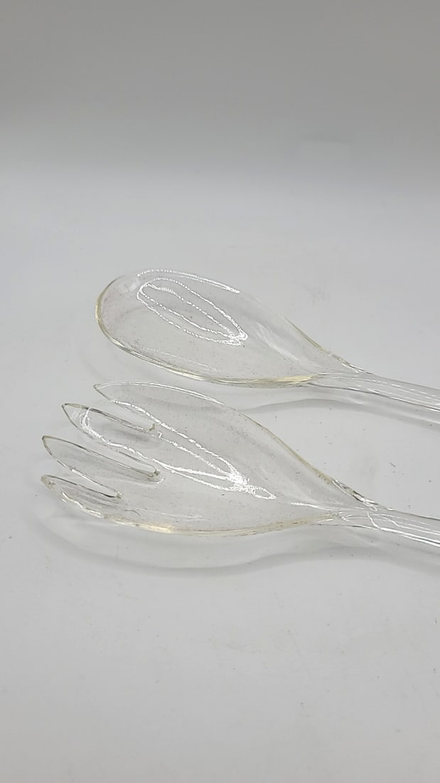 Vintage Westmoreland George And Martha Sterling Silver And Lucite Salad Serving Set. - 6