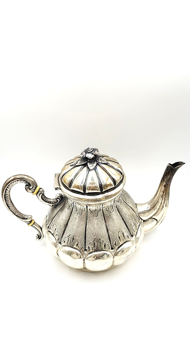 4-piece 800 Silver Tea Coffee Service Set With Floral Finials - 8
