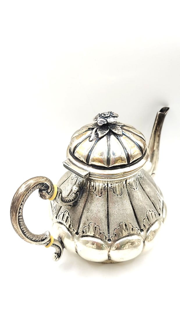 4-piece 800 Silver Tea Coffee Service Set With Floral Finials - 9