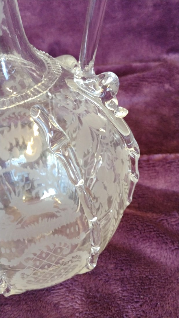 Boule Hollandaise Hand Blown Etched Decanter Dutch Antique - 3