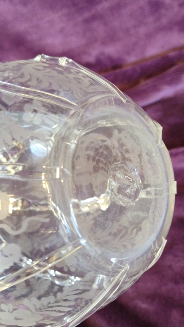 Boule Hollandaise Hand Blown Etched Decanter Dutch Antique - 6