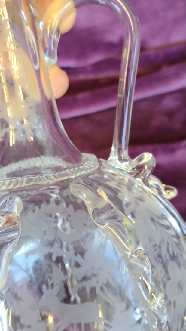 Boule Hollandaise Hand Blown Etched Decanter Dutch Antique - 8