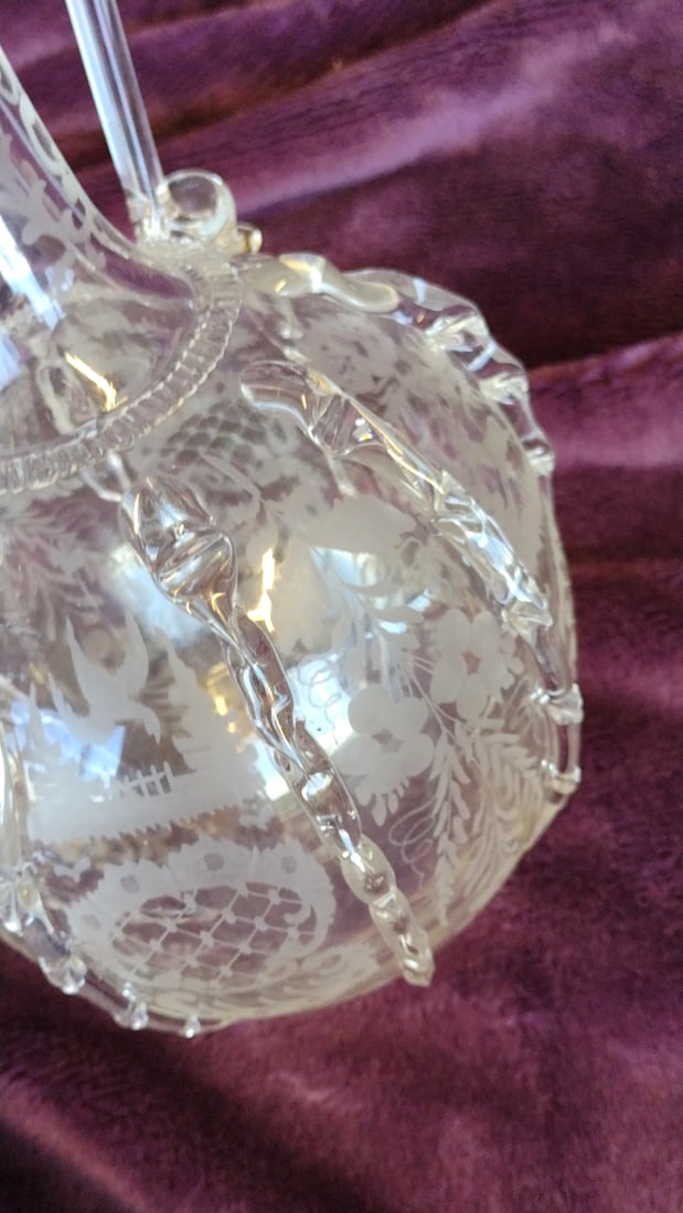 Boule Hollandaise Hand Blown Etched Decanter Dutch Antique - 9
