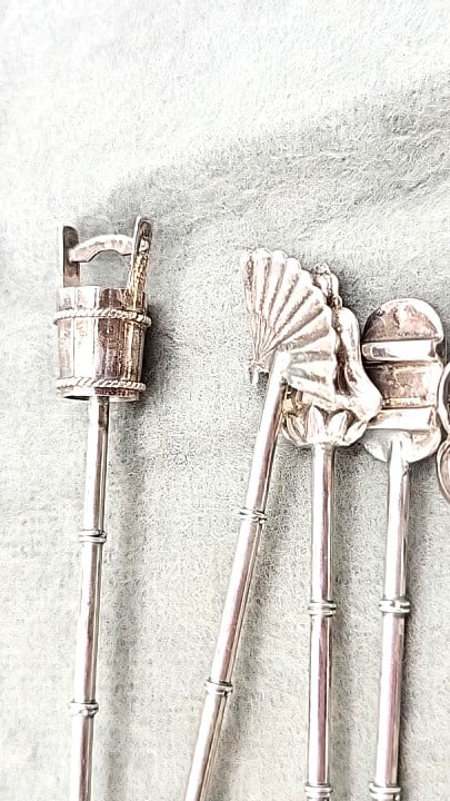 Set Of 6 Sterling Decorative Spoons With Figural Finials - 7