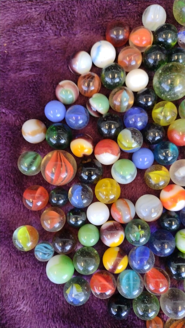 Assorted Multicolor Glass Marbles Lot, Swirl Cat's Eye And Solid Styles - 4