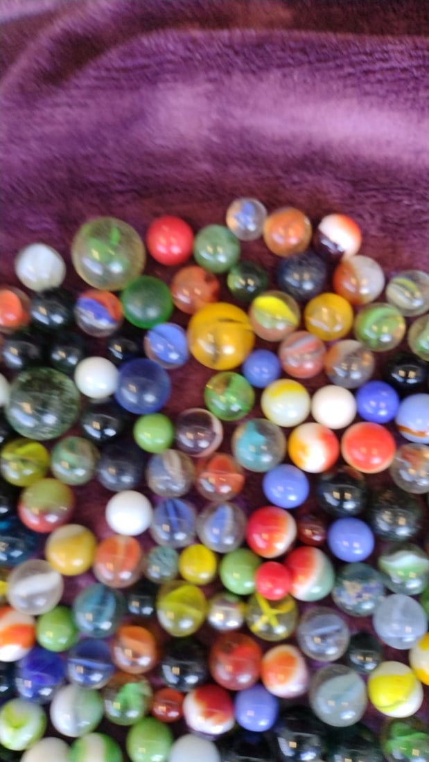 Assorted Multicolor Glass Marbles Lot, Swirl Cat's Eye And Solid Styles - 5
