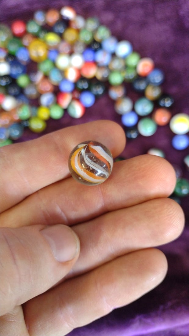 Assorted Multicolor Glass Marbles Lot, Swirl Cat's Eye And Solid Styles - 8