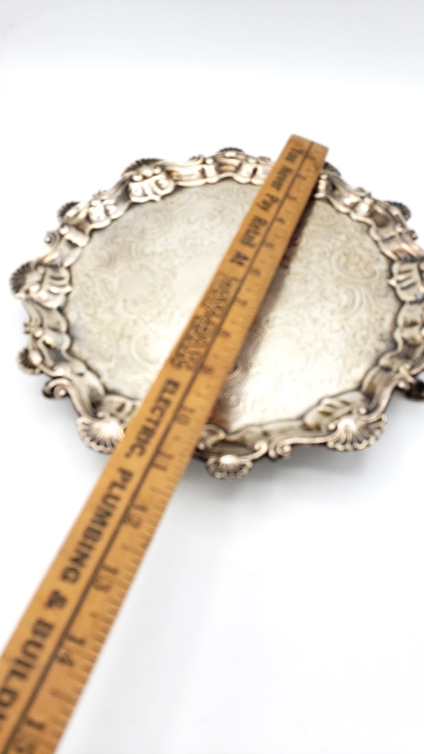 George Ii Ornate Sterling Silver Footed Tray Dorothy Mills 1752 - 5