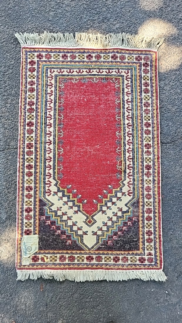 Genuine Hand Woven Oriental Rug Red Geometric 100% Wool Pile Iran - 2