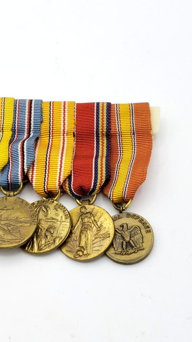 U.S. Military Miniature Medal Bar With Wwii Campaign And National Defense Medals - 4
