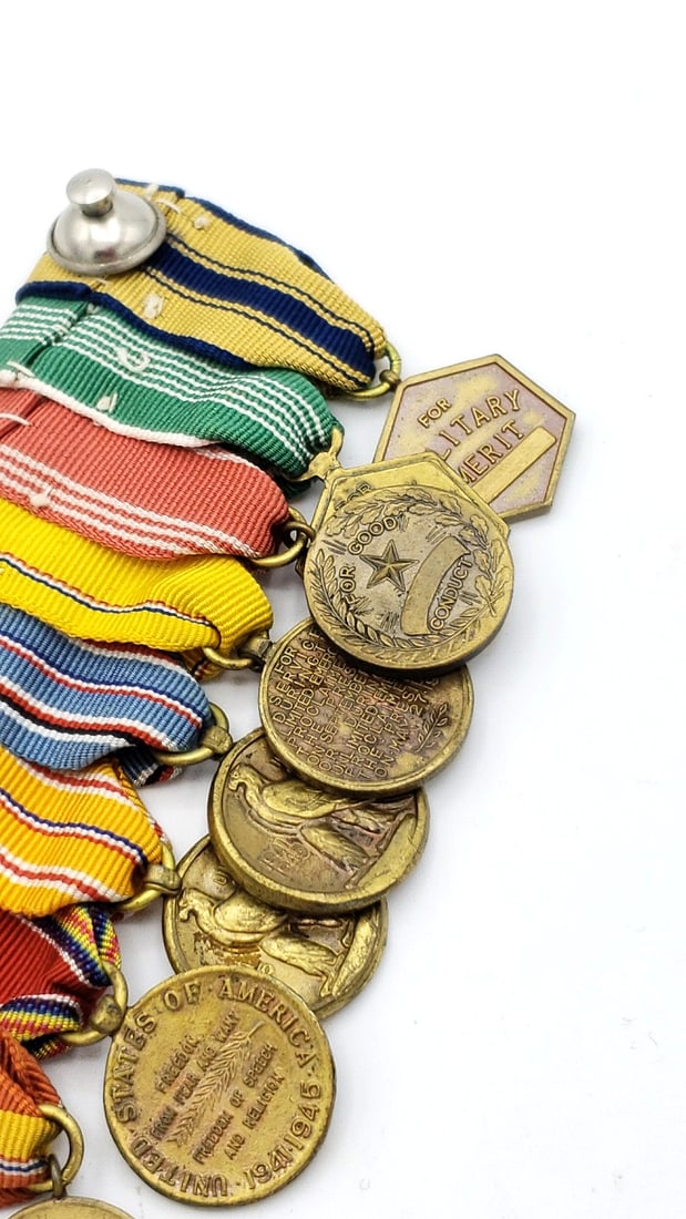 U.S. Military Miniature Medal Bar With Wwii Campaign And National Defense Medals - 6