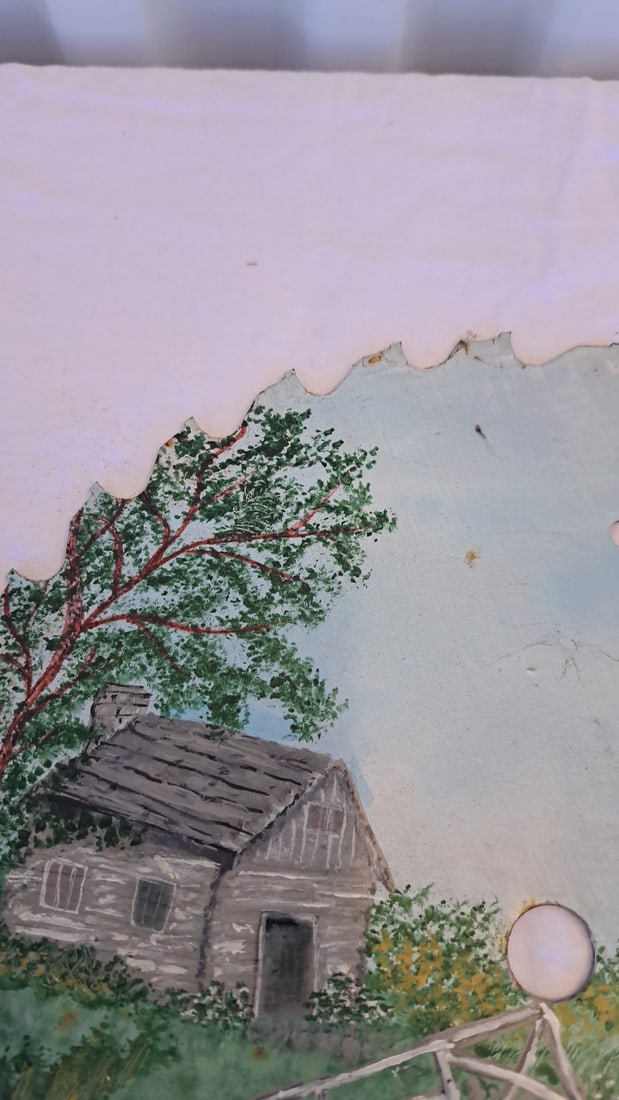 Leola Parsley Hand Painted Circular Saw Blade Cabin Elk Wall Art - 2