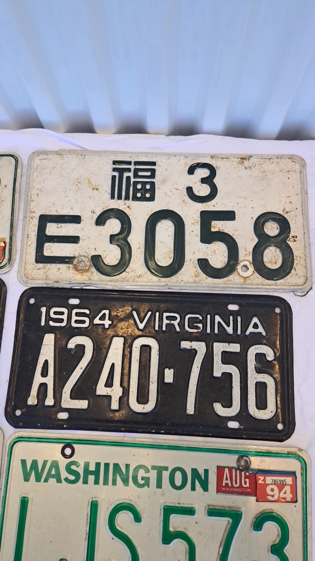 6 Vintage License Plates Washington Virginia Japan - 4