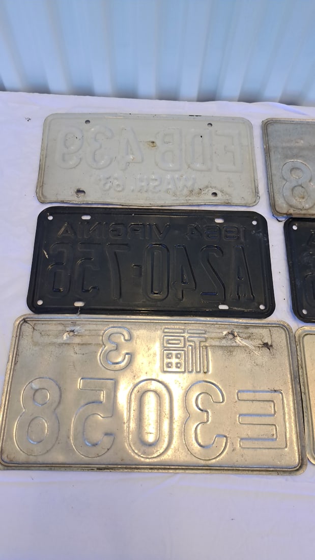 6 Vintage License Plates Washington Virginia Japan - 8