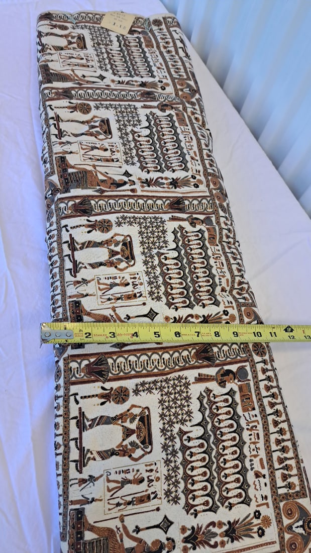 Kanebo P8072 Raw Silk Printed Fabric 36 Inch X 23.6yd Egyptian Motif Brown Cream - 2
