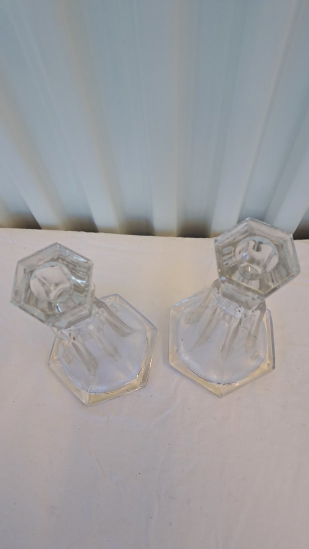 Heisey And Duncan Miller Glass Candlestick Holders - 4