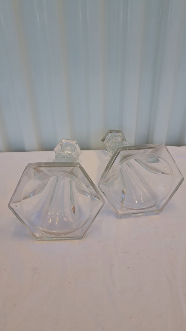 Heisey And Duncan Miller Glass Candlestick Holders - 5