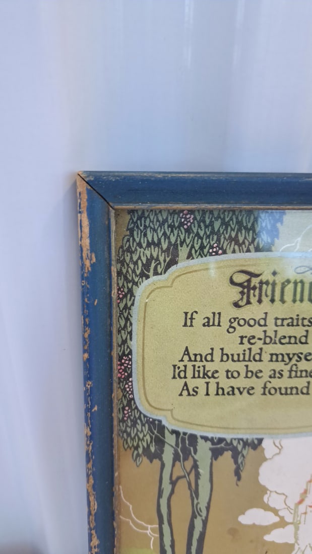 Framed "friend" Poem Print With Castle Illustration, Blue Wooden Frame - 2