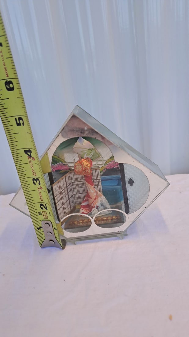 Geisha Glass Shadow Box Diorama Display, House-shaped, Approx. 6in - 2