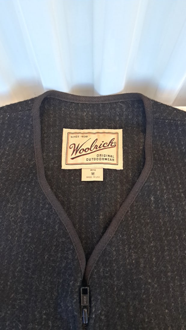Woolrich Original Outdoorwear Men's M Black Wool Zip Front Vest Made In Usa - 2
