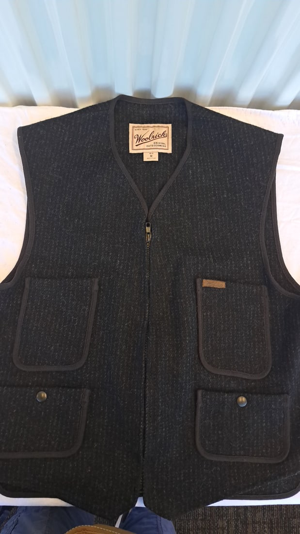 Woolrich Original Outdoorwear Men's M Black Wool Zip Front Vest Made In Usa - 3