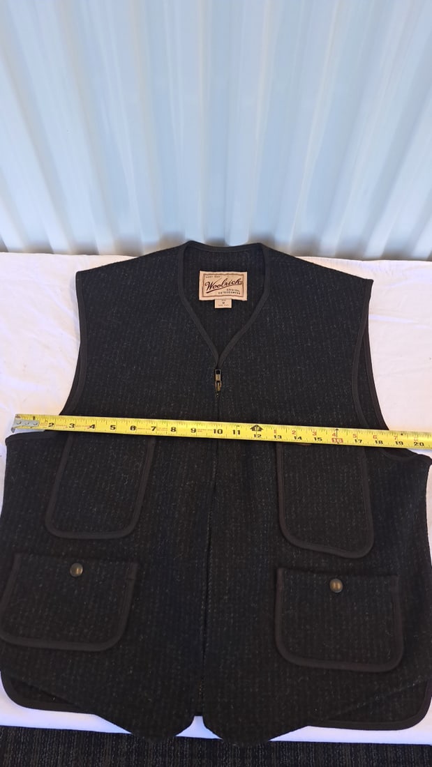 Woolrich Original Outdoorwear Men's M Black Wool Zip Front Vest Made In Usa - 4