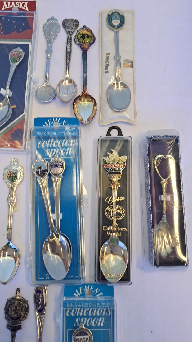 Lot Of Souvenir Collector Spoons: Alaska, Australia, Nasa, Sydney, Ireland, Montana - 4
