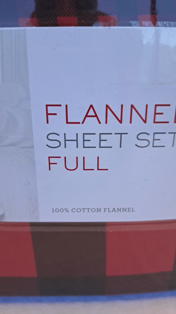 Martha Stewart Collection Lumberjack Plaid Full Flannel Sheet Set Red Black 100% Cotton - 2