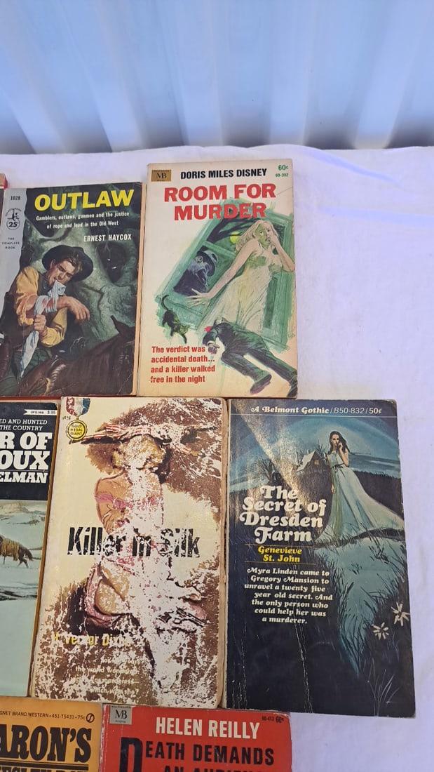 Lot Of 10 Paperback Books Western Mystery Gothic Max Brand Helen Reilly Ernest Haycox - 3