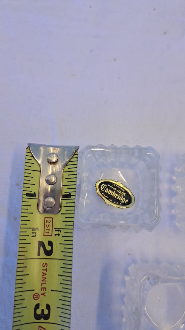 Cambridge Glass Clear Square Ribbed Open Salts Set Of 6 - 2