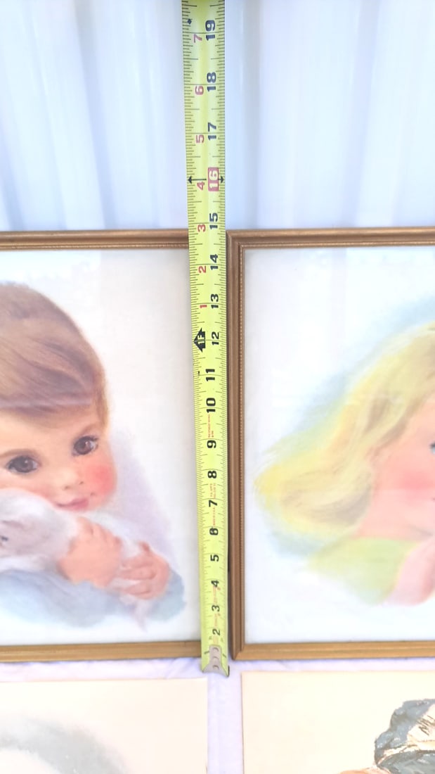Child Portrait Art Prints Lot Of 4, 2 Gold-tone Framed, Girl With Lamb, Blonde Girl, Boy In Cap - 6