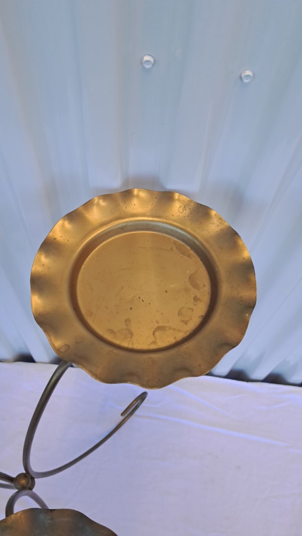 Three-tier Brass-tone Metal Plant Stand With Scalloped Trays And Scroll Legs - 4