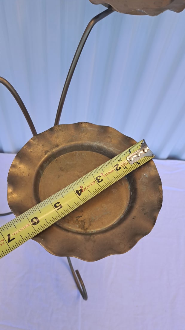 Three-tier Brass-tone Metal Plant Stand With Scalloped Trays And Scroll Legs - 6